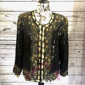Alisha Silk Beaded Evening Jacket